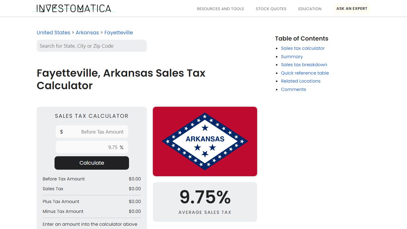 Fayetteville, Arkansas Sales Tax Calculator (2022) - Investomatica